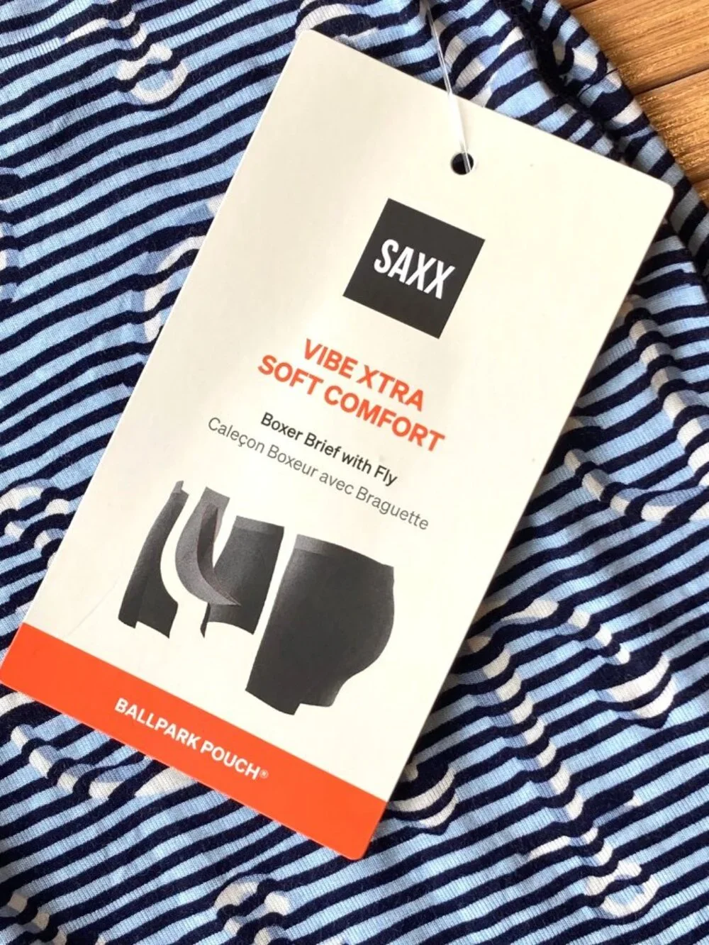 SAXX Vibe Xtra Soft Comfort Boxer Brief Mens Large L Anchor Stripe Blue NWT